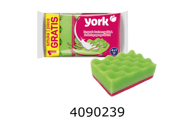 Губка д/посуду 4+1шт КОЛОР ЛЮКС  (16) (York) 030220
