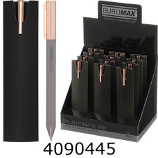Ручка гелева авт. BUROMAX PRESTIGE GOLD 0.5 мм сині чорнила  темно- сіра (12) BM.83101-09