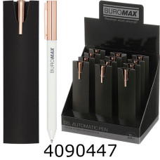 Ручка гелева авт. BUROMAX PRESTIGE GOLD 0.5 мм сині чорнила біла (12) BM.83101-12