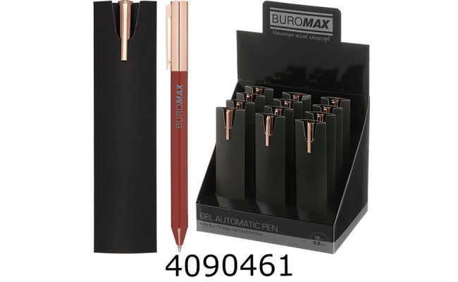 Ручка гелева авт. BUROMAX PRESTIGE GOLD 0.5 мм сині чорнила мідна (12) BM.83101-33
