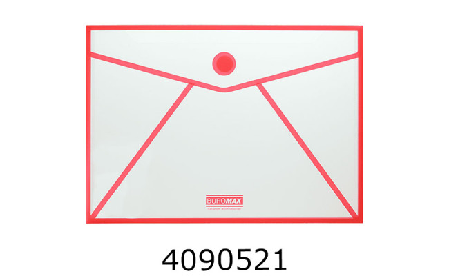 Папка конверт на липучці А4 Buromax CONTOUR прозора червона 12) BM.3707-05