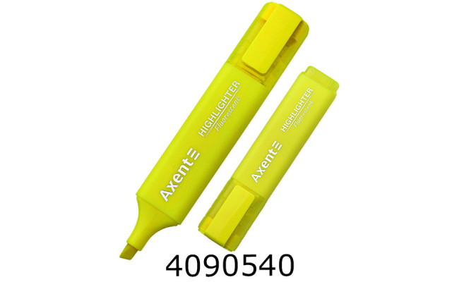 Маркер текст. Axent Highlighter 1-5 мм клиноп. жовтий (12/144) 2537-08-A