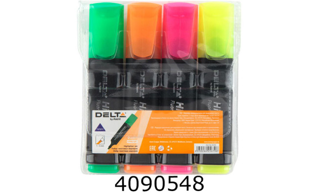 Маркер текст. Axent Highlighter 1-5 мм клиноп. набір з 4-х кольорів (12/120) D2501-40