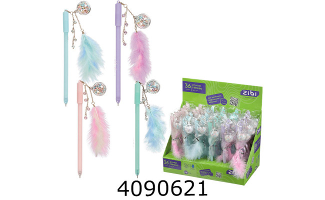Ручка гелева дитяча ZiBi AIRY FEATHER 0,5 мм, синя ZB.22114