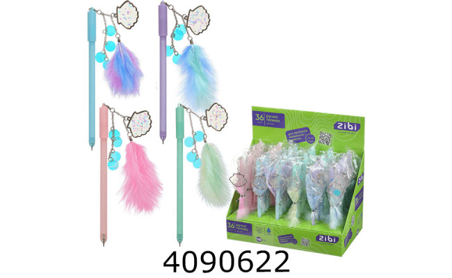Ручка гелева дитяча ZiBi CRISTAL FEATHER 0,5 мм, синя ZB.22115