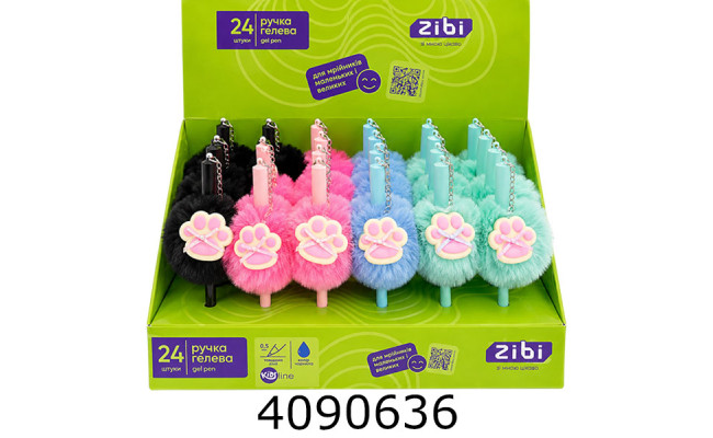 Ручка гелева дитяча ZiBi FLUFFY PAWS 0,5 мм, синя (24) ZB.22131