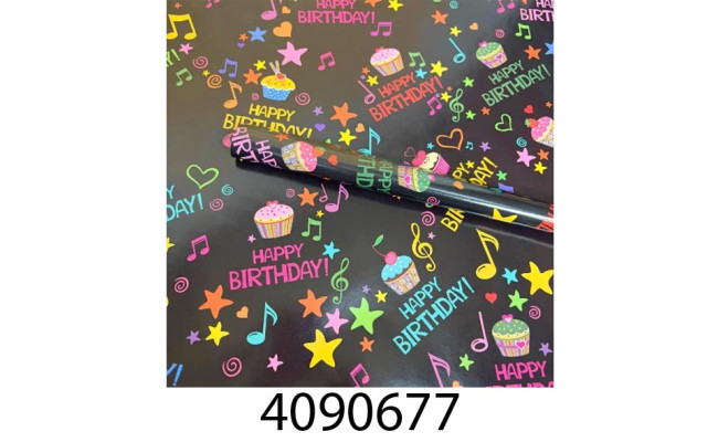 Папір подар. 70*100см* 2 листа Happy Birthday 25-733