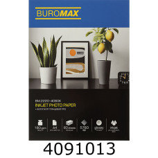 Фотопапір глянцевий PRO 180г А4 60 арк. BUROMAX (д/струм. принтерів) BM.2220-4060K