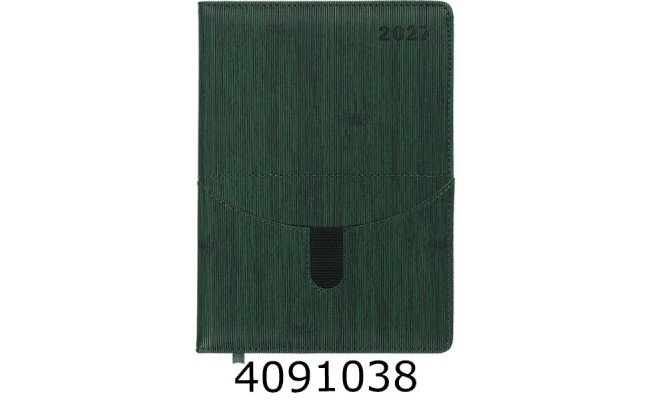 Щоденник А5 дат. 2027р. Buromax EMBER 336 арк. штуч.шкіра/поролон  темно-зелений BM.211002-16