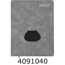 Щоденник А5 дат. 2027р. Buromax ONYX 336 арк. штуч.шкіра/поролон сірий BM.211003-09
