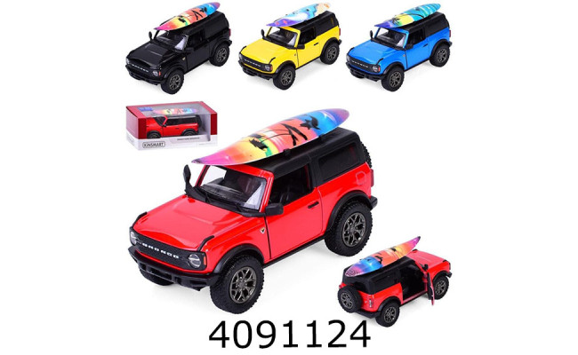 Машинка метал. Ford Bronco з дошкою для серфінгу Kinsmart (24) 5438WS