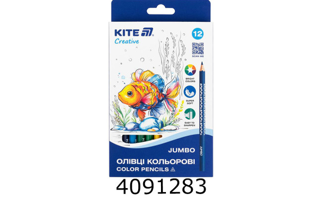Олівці кольор. Kite Creative Jumbo 12шт. тригранні (12/240) K-048