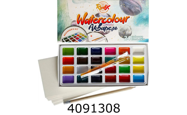 Фарби акв. Beginner's Kit 24 кол. блістер з/п, олівець НВ (8) 812419