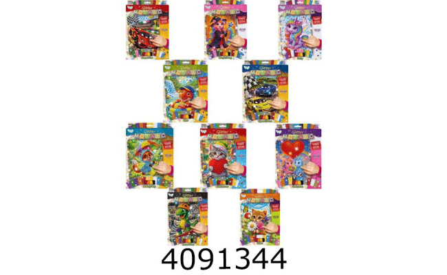 Набір для дит. творч. Блискуча мозаїка з глітером. Danko toys + (10/20) БМ-04-01,02,03