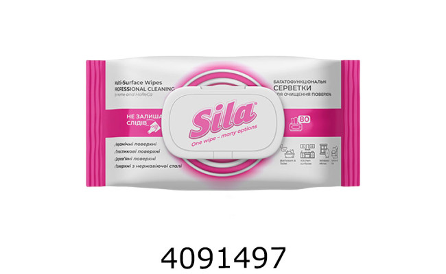 Серветка волога для очищення поверхонь Sila 80шт (6) 591783