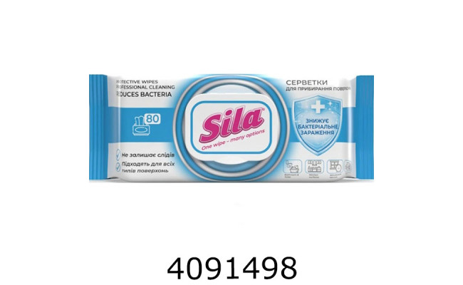 Серветка волога для прибирання поверхонь Protective Sila 80шт (6)