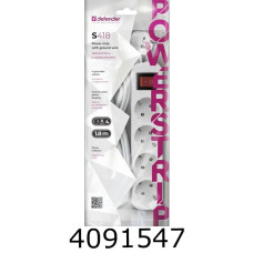 Подовжувач мереж. Defender S418 1,8 м 4 розетки white Art-992370 992370