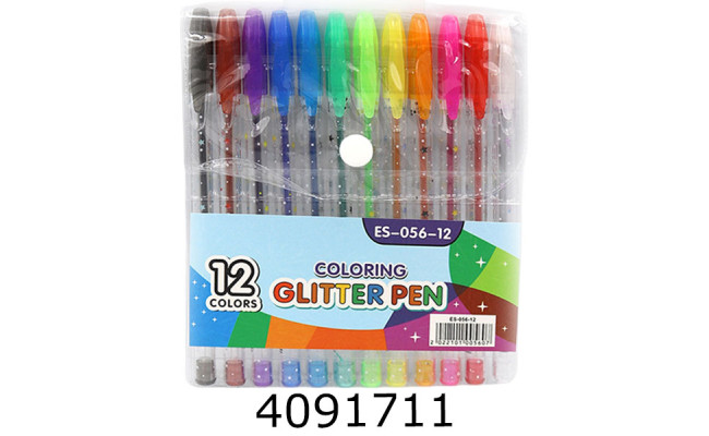 Ручка гелева в наборі 12 шт. Glitter pens (PVC ES056-12)  (12) 754272В