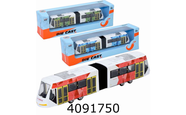 Трамвай метал. в коробці 3 кольори 23*7*5см (60) 1210-1D44