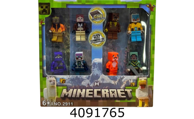 Герої Minecraft 8 видів на листі 17*16*2см (96/192) 2911-3
