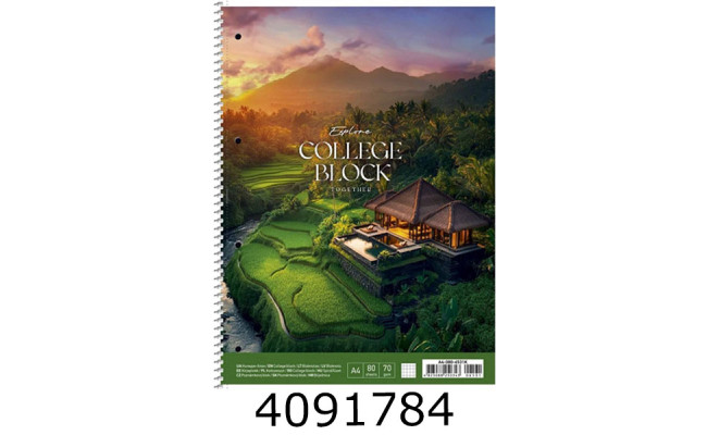 Канц. книга на спір. 80 арк. кл. Школярик Student картон, ВД-лак, перфор. (4/36) A4-080-6531K
