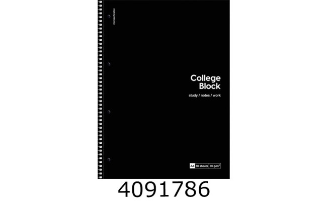 Канц. книга на спір. 80 арк. кл. крем. блок, 70г/м2 чорний картон перфор. Школярик Student (4/36) A4-080-6720K