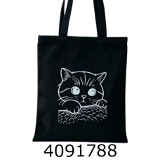 Сумка шопер Котик  34*40см зі змійкою 801-4