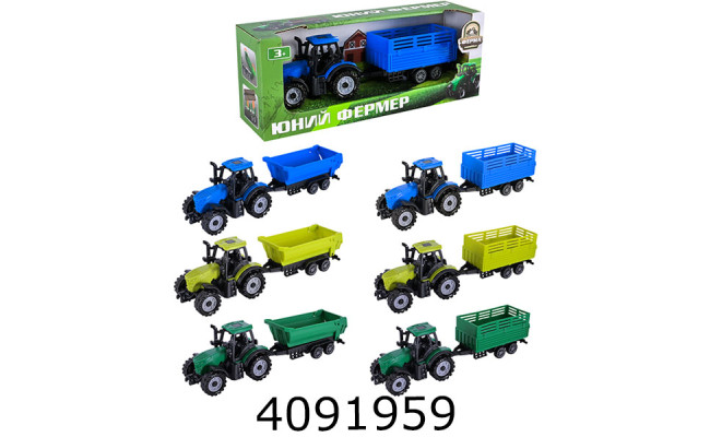 Трактор інерц. в коробці + причіп 2 види, 3 кольори 22*6*8см (120/240) 5279-92BD