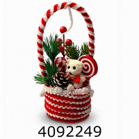 Кошик новорічний з ведмедиком 11*9*23см C-58