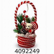 Кошик новорічний з ведмедиком 11*9*23см C-58