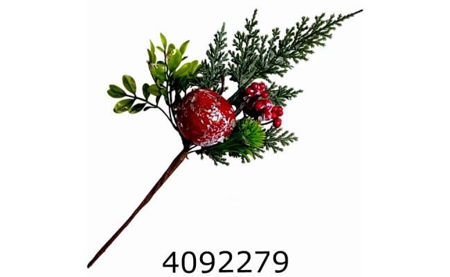 Гілка Хвоя + яблуко з блискіткам 35 см ціна за 1 шт 4-344