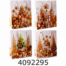 Пакет новорічний подарунковий 30*40*12 білий з золотом 4 (12) BK6261L