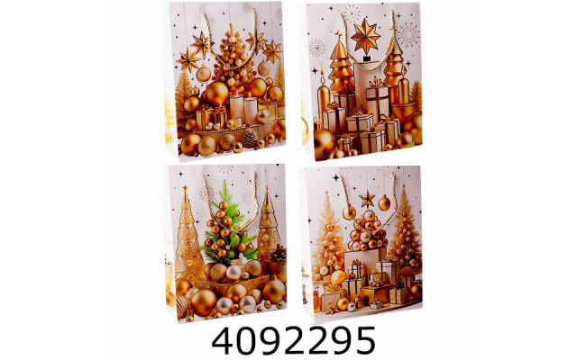 Пакет новорічний подарунковий 30*40*12 білий з золотом 4 (12) BK6261L