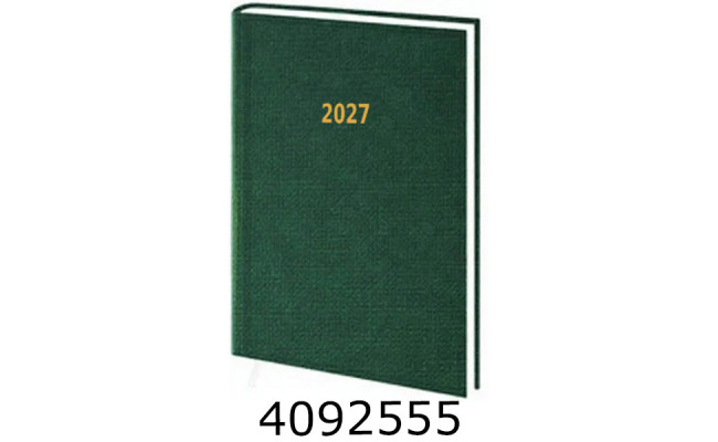 Щоденник А5 дат. 2027р. тв. обкл. зелений льон 24В-004