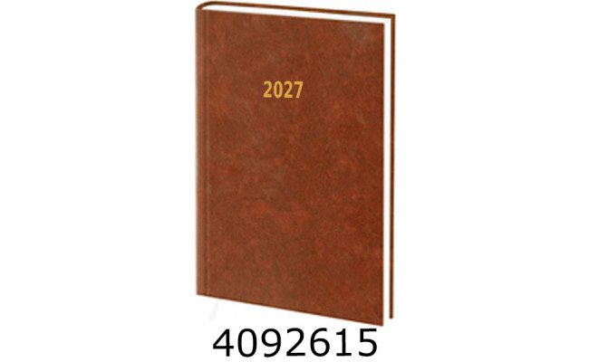 Щоденник А5 дат. 2027р. тв. обкл. коричневий 24В-004
