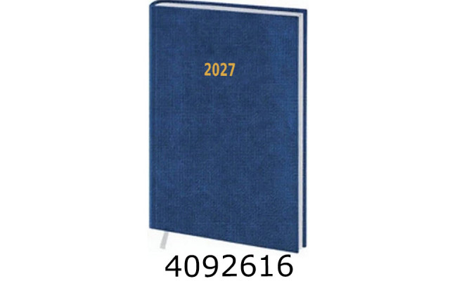 Щоденник А5 дат. 2027р. тв. обкл. темно-синій льон 24В-004